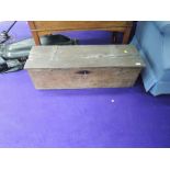 A vintage wooden storage box, approx. dimensions 93 x 30 x 30 cm