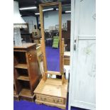 A pine cheval mirror on drawer base, approx. dimensions 180 x 62 cm