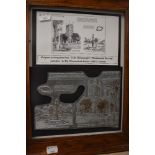 A framed original printing plate A.W Wainwright's 'Westmorland heritage' Published by the