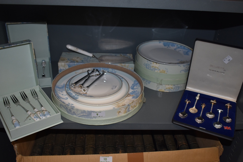A collection of Laura Ashley table ware including cake plate, slicer, forks and side plates. As new,