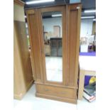A Victorian oak mirror door wardrobe , approx. width 96cm