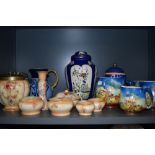 A mixed lot of vintage ceramics, A Crown Devon dressing table set (AF) and similar ceramics,