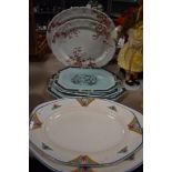A selection of ceramic meat charger plates including trio of Adams Calyx booths Washington and