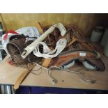 A Western/Native American style saddle and accessories etc