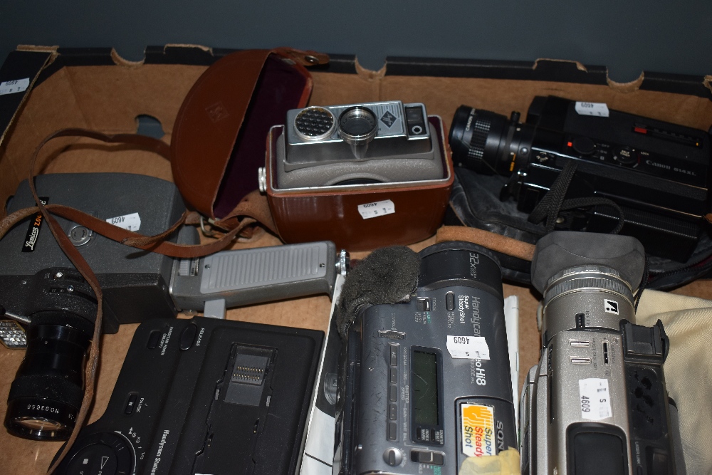 A box of cine and video cameras