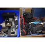 Two boxes of various cine and video cameras well worth a look