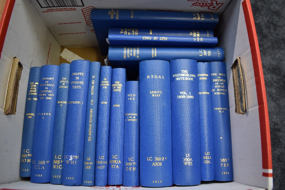 Local History and Topography. A carton. Ex-library, all uniformly re-bound in blue library cloth.