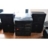 A stacking h-fi system with speakers from Aiwa