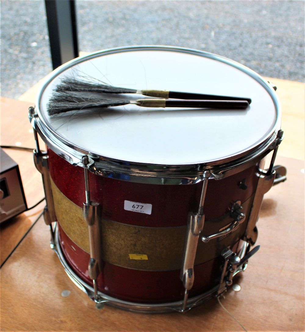 A vintage Premier Olympic Drum and Brushes , adapted to be used for a marching band - Image 2 of 2