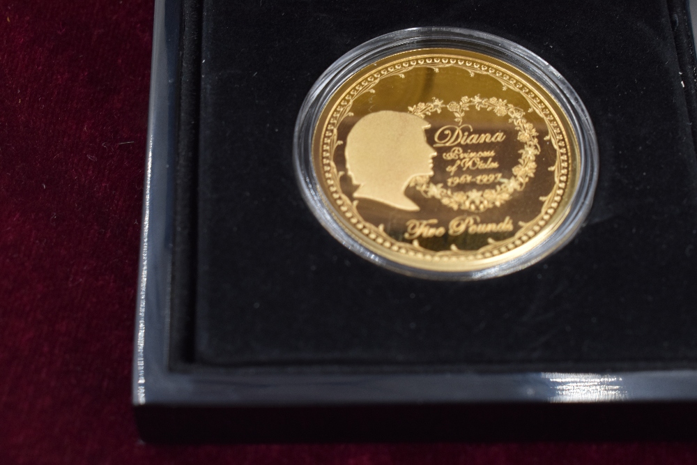 A Gold Five Pound Coin. The Diana Princess of Wales Gold Five Pound coin of Alderney 2017,