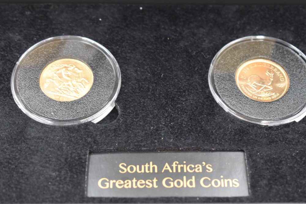A Gold Coin Set. South Africa's Greatest Gold Coins. A 1932 Sovereign and a 2017 Quarter Krugerrand.