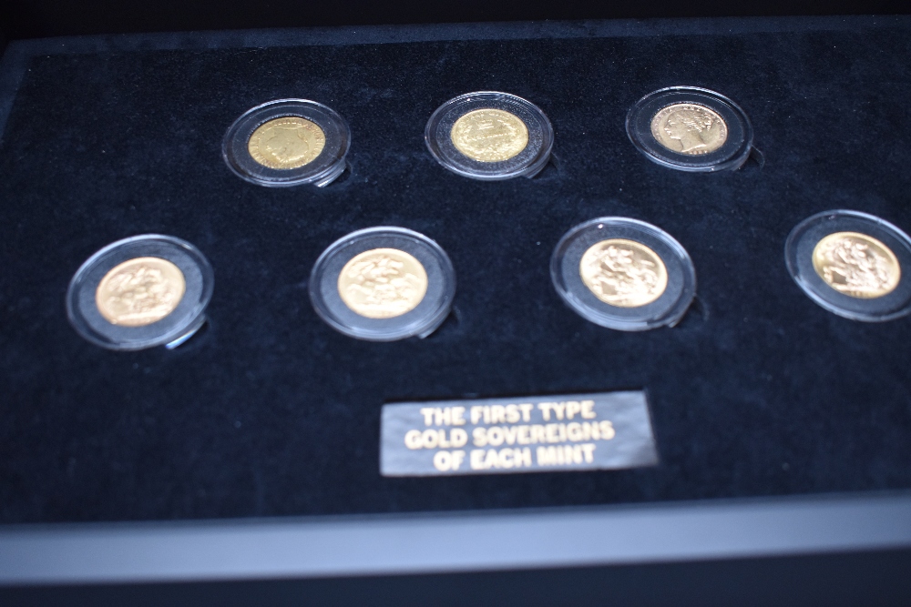 A Collection of Seven Gold Sovereigns. The First Gold Sovereigns of each Sovereign Mint