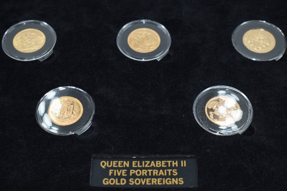 A collection of eleven Gold Sovereigns. The Queen Elizabeth II Gold Sovereign Complete design