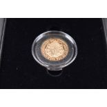 A Gold Sovereign. A Queen Elizabeth II Gold Sovereign of 1989 in proof. In a case. These coins are