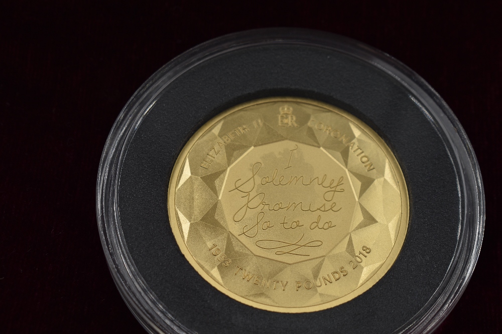 A Gold Twenty Pound Coin. The 2018 Sapphire Coronation Gold Twenty Pound Coin. Mintage 99 coins. - Image 3 of 3