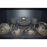 A selection of clear cut crystal glass wares