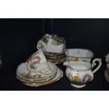 A vintage Standard china part tea set, containing cups and saucers, milk jug and sugar basin, having