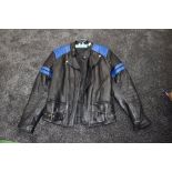 Black and blue gents leather bike jacket. Size 40.