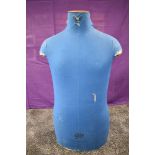 A vintage male body form, having blue cotton covering over fibreglass. 'cleo 77 Changis sur