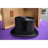 Vintage 'Dunn and co' silk top hat in box, in superb condition with nothing to note. Internal