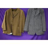 Two 1970s wool suits, one having label reading; kells tweed,guaranteed all pure wool, manufactured