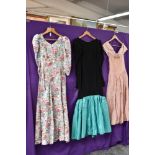 Three long vintage 1980s dresses, small to medium sizes, good condition.