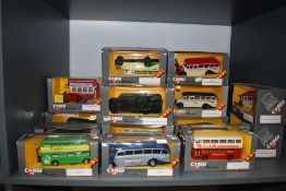 A collection of seventeen Corgi (Great Britain) Classic diecast buses, all boxed