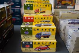 Eighteen Lledo Vanguards 1950's-1960's Classic Commercial Vehicles and Classic Popular Saloon Cars