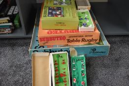Three Subbuteo part sets, Test Match Cricket, Table Rugby and Table Soccer Continental Edition along