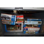 Nine Walthers Cornerstone Series HO Scale accessories including Turntable, Double Track Swing