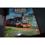 Two shelves of Railway related DVD's VHS and CD's