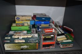 A collection of approx forty five Corgi (China) diecast buses, including Fishwick & Son Centenary