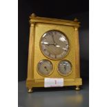 A brass cased carriage clock probably late 19th century French having silvered Roman numeral dial