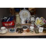 A collection of predominantly vintage and antique collectables and trinkets, including cups and