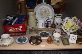 A collection of predominantly vintage and antique collectables and trinkets, including cups and