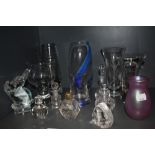 A selection of glass wares including fine crystal cut scent bottles and Caithness