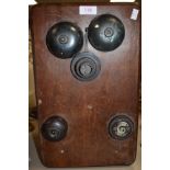 A wooden factory/warning/time bell or similar 'Ericsson England'.