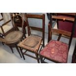 An early 20th Century bentwood chair and two Edwardian bedroom chairs