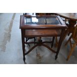 A reproduction mahogany bijouterie table , approx. width 69cm