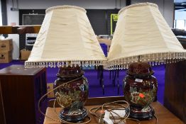 A pair of modern table lamps, in the Oriental ginger jar style, similar to Carltonware rouge royale