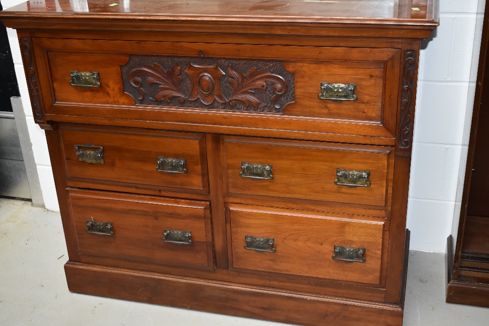 A late Victorian mahogany full height bookcase/secretaire having cornice top, display over - Image 3 of 3