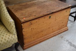 A stripped pine blanket or tool box, with later interior compartments, approx. dimensions width 98cm