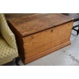 A stripped pine blanket or tool box, with later interior compartments, approx. dimensions width 98cm