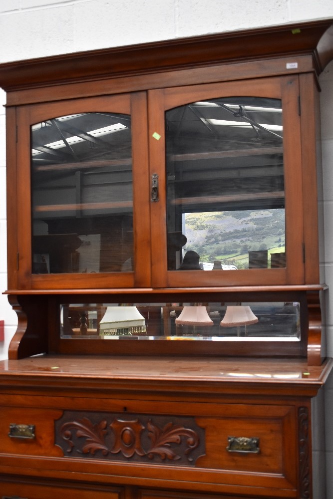 A late Victorian mahogany full height bookcase/secretaire having cornice top, display over - Image 2 of 3