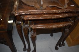 A period style nest of three tables, top table approx. Width 60cm