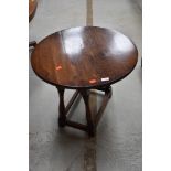 A good quality reproduction oak drop leaf occasional /coffee table, open diameter approx. 60cm