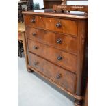 A Victorian mahogany chest of two over three drawers, veneer flaking in places, approx. width 127cm