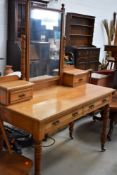 A Victorian dressing table in the Aesthetic style, approx. depth 54cm, width 122cm, on turned legs