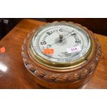 A traditional stained frame barometer , signed Jas?Murison, Renfrew