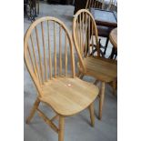 A set of traditional hoop and stick back dining chairs, each width approx. 44cm, similar to Ercol